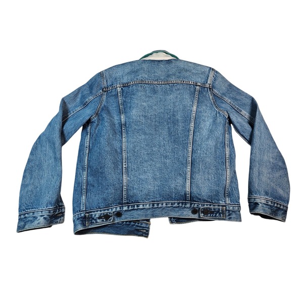 VINTAGE 80's Levi's Trucker Jacket with RARE Striped Blanket Lining Men's M $275 - Picture 4 of 13